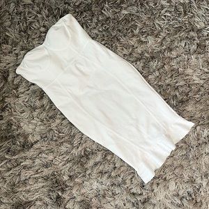 White Strapless Body Con Midi Dress